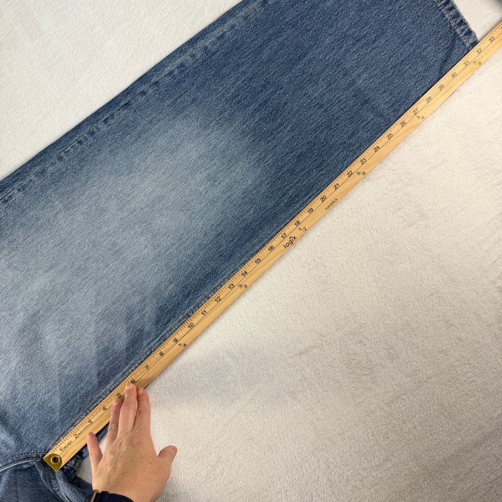 Cello 13 Jeans Low Baggy 90s Straight Wide Leg Distressed Denim Medium Wash Blue - Picture 13 of 15